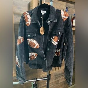 Sequin football jacket. NWT. Sz. S.